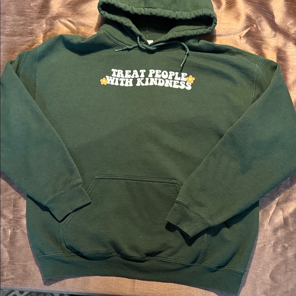 Dark Green Kindness Slogan Hoodie